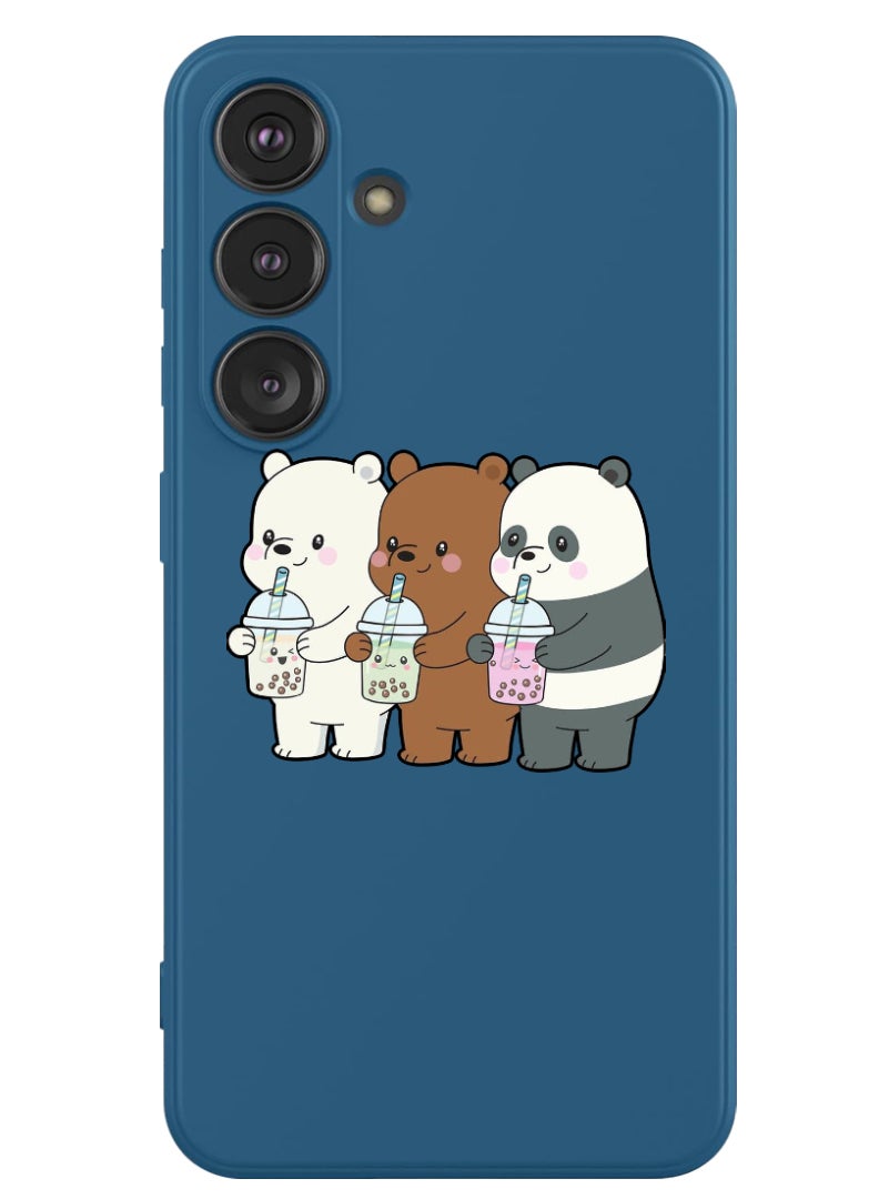 Theodor Protective Slim Fit Case Liquid Silicone Cover with Full Body Protection Anti-Scratch Shockproof Case For Samsung Galaxy S24 Plus (Blue) - 3 Panda Drinking - Image 1