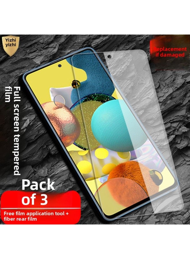 For Samsung Galaxy A51 Tempered Film 5G/4G Full Screen SM-A5160 Coverage A515F Mobile Phone A51 High-Colour:【eye Protection Version】 Pack Of 3 * Full Screen Anti-blue Light * Free Film Application Tool + Fiber Back Film-Size:Samsung Galaxy A51 - Image 2