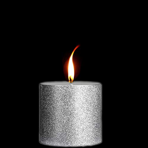 atorakushon® Smokeless Scented Paraffin Wax Silver Glitter Round Pillar Candles Decoration for Party,Birthday Party,Dinner Table, Living Room Pack of 6 - Image 3
