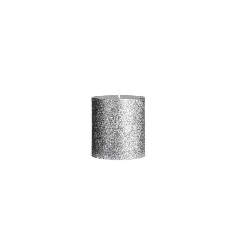 atorakushon® Smokeless Scented Paraffin Wax Silver Glitter Round Pillar Candles Decoration for Party,Birthday Party,Dinner Table, Living Room Pack of 6 - Image 2