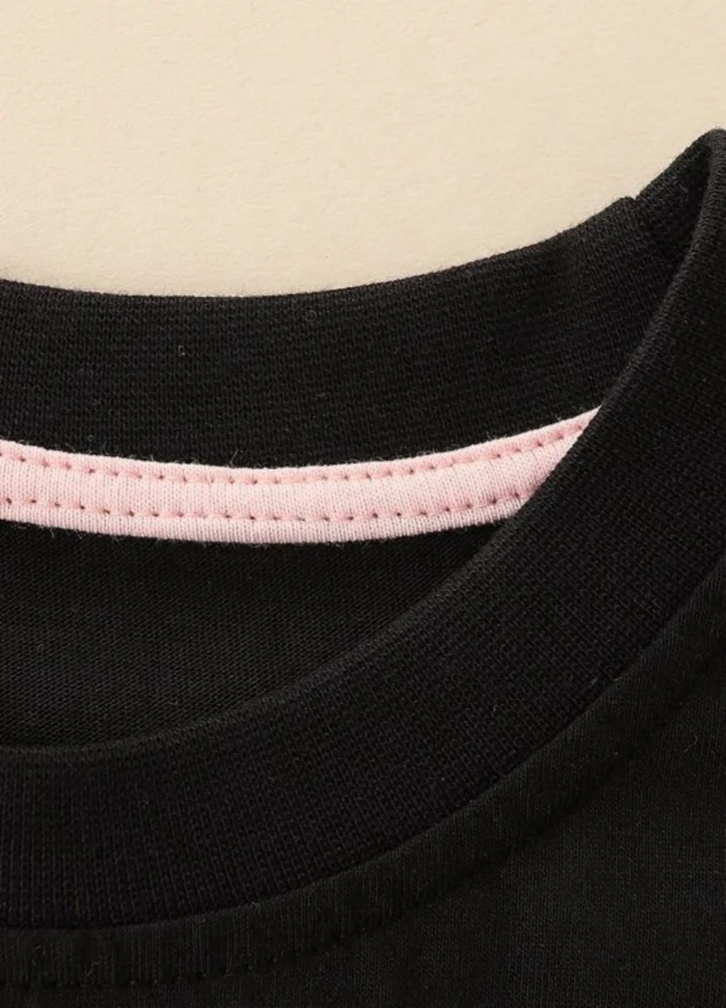 يونيكي Black Graphic Printed Solid Round Neck Cotton T-shirt
