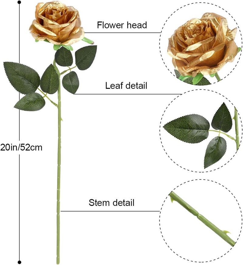 Luyue 10PCS Artificial Roses Flower with Stems Slik Fake Flowers Bouquet Realistic Long Stem Faux Rose for Valentines Day Wedding Home Decor - Image 5