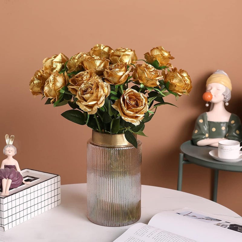 Luyue 10PCS Artificial Roses Flower with Stems Slik Fake Flowers Bouquet Realistic Long Stem Faux Rose for Valentines Day Wedding Home Decor - Image 2