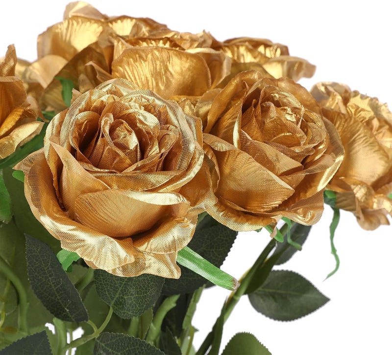 Luyue 10PCS Artificial Roses Flower with Stems Slik Fake Flowers Bouquet Realistic Long Stem Faux Rose for Valentines Day Wedding Home Decor - Image 3