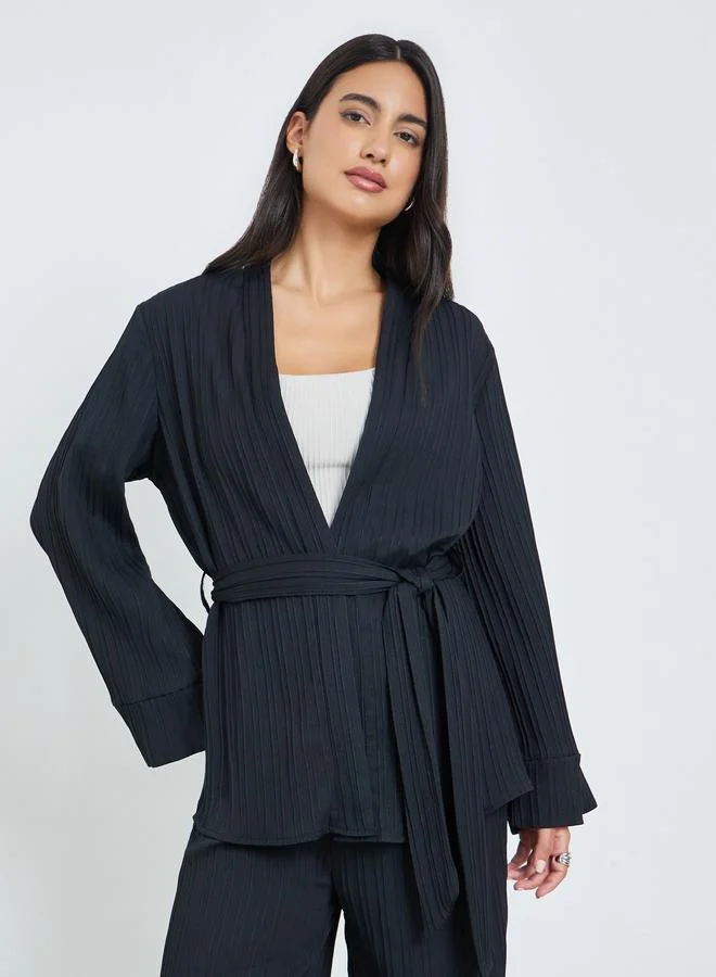 Amirah Black Oversized Pleated Top and Trousers Co-Ords