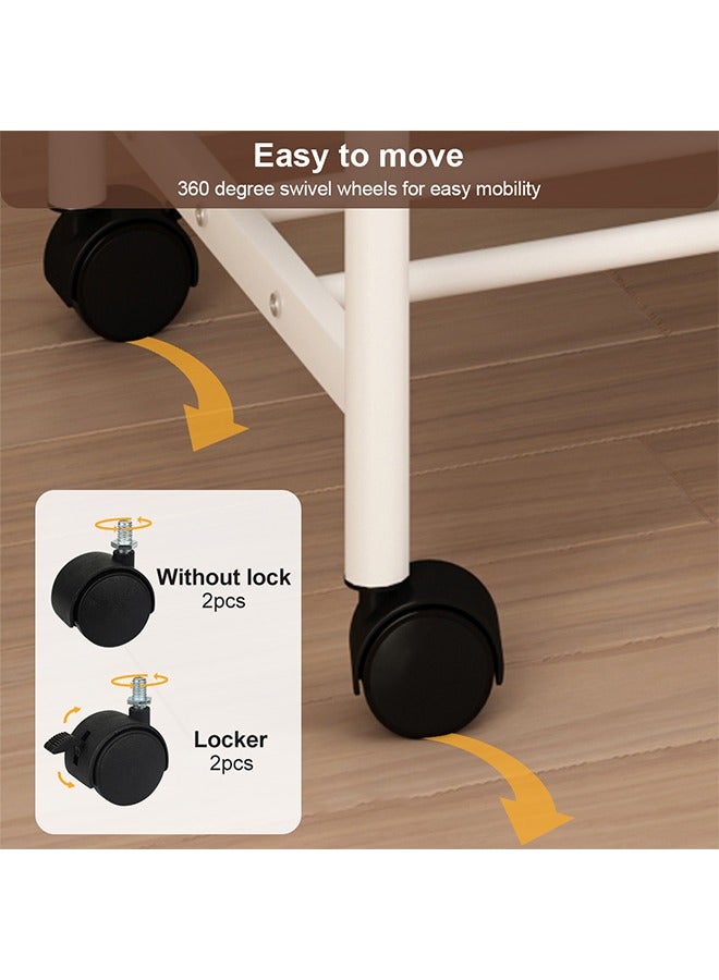 سولاكان حامل الملابس مع شماعات البنطالون، رف ملابس معدني على عجلات، رف ملابس مستقل مع شماعات بنطالون، رف معلق للمعاطف مع منظم للبنطالون (أبيض، 70 × 39 × 175 سم) - Image 5