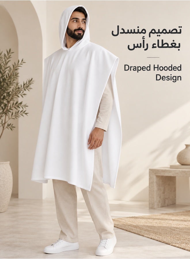 Thickened Flannel Warm Shawl Blanket, Oversized Long Sleeve Hoodie,Suitable forHome and Office Use, Unisex—white - Image 5
