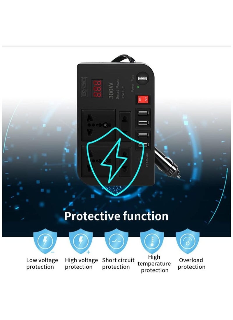 Denx Car Power Inverter, 12V To 220V High Frequency Modified Sine Wave Inverter 300W Multi-Port  - Image 5