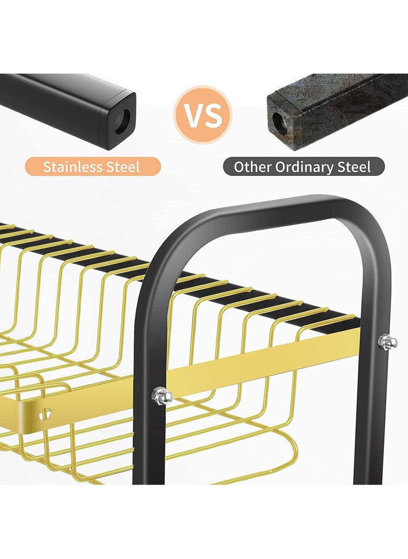 Arabest - Dish Drying Rack, 3 Tier Dish Rack Drainer Set, Dish Drainer With Drip Tray Knife Holder, Kitchen Strainer Cutting Board Holder Dish Drying Rack for Counter (3 Tier Black) - Image 1