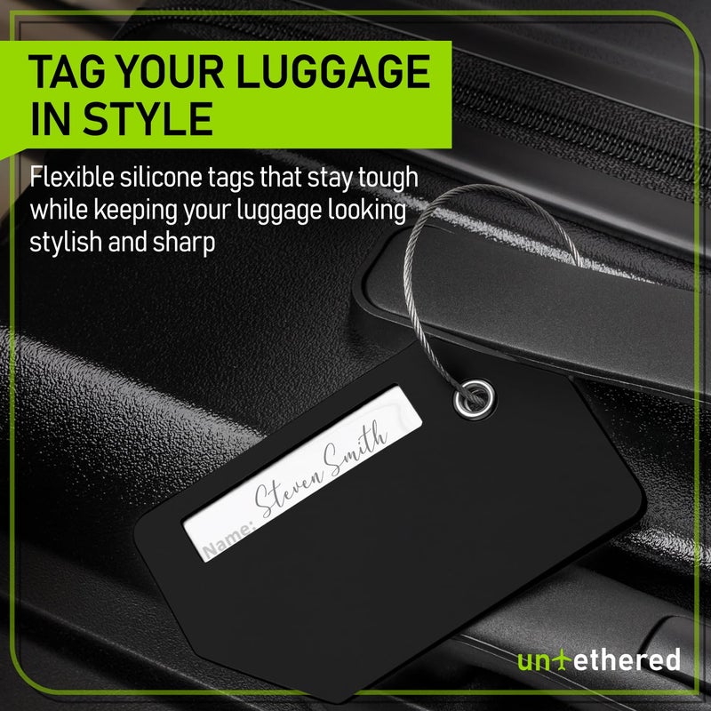 Untethered Untethered 4-Pack Luggage Tag Set | Luggage Tags, Luggage Tags for Suitcases, Bag Tag, Luggage Tags 4 Pack, Suitcase Tags, Identifiers Travel Bag Tags for Luggage, Name Travel Tags for Luggage  - Image 2