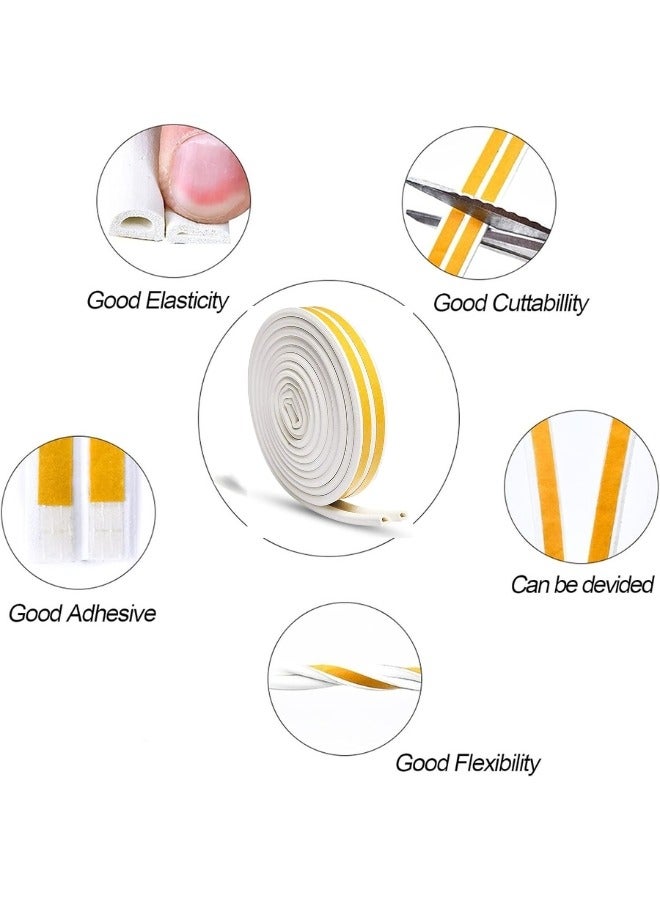 Door and Window Seal Strip, D-Type Self-Adhesive Seal Strip, Rubber Weatherstrip for Doors and Windows - Waterproof and Wind Noise Resistant Door Seal Strip (1 Roll of 2 Strips, Total Length 3 Meters)  - Image 5