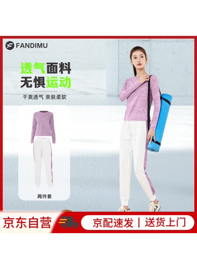 Fandimu Women's Sports Suit Spring Summer Breathable Yoga Fitness Clothing Outdoor Training Short Sleeve Long Sleeve Running Badminton Suit - Image 1