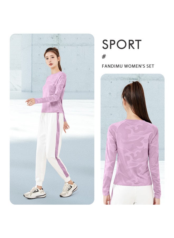 Fandimu Women's Sports Suit Spring Summer Breathable Yoga Fitness Clothing Outdoor Training Short Sleeve Long Sleeve Running Badminton Suit - Image 4