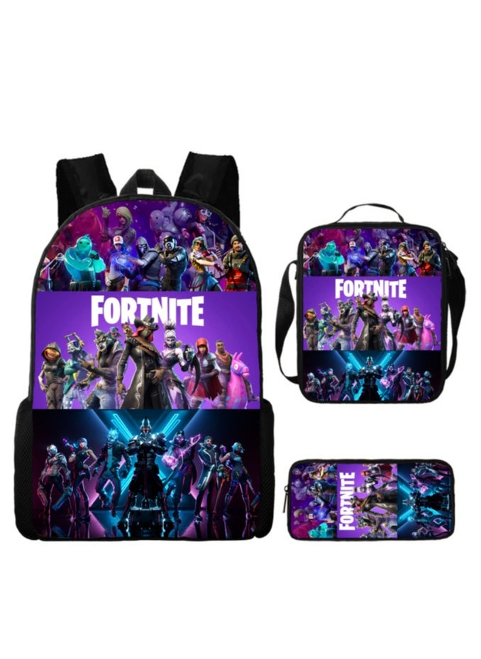 FORTNITE Fortnite Backpack with Large Capacity Three Piece Backpack and Student backpack 