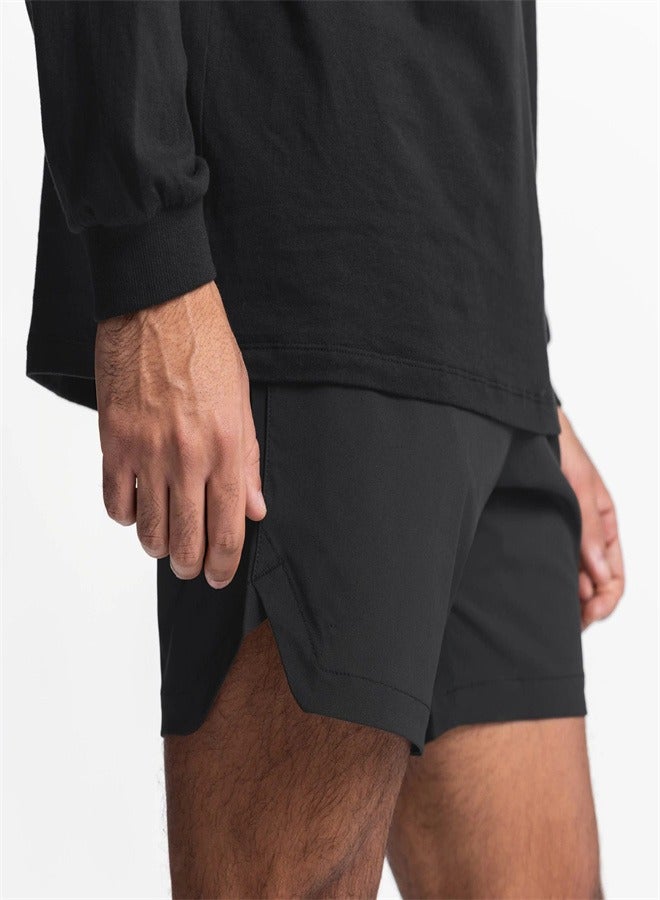 Loquat Men's Single-Layer Breathable And Quick Drying Shorts Black  - Image 3