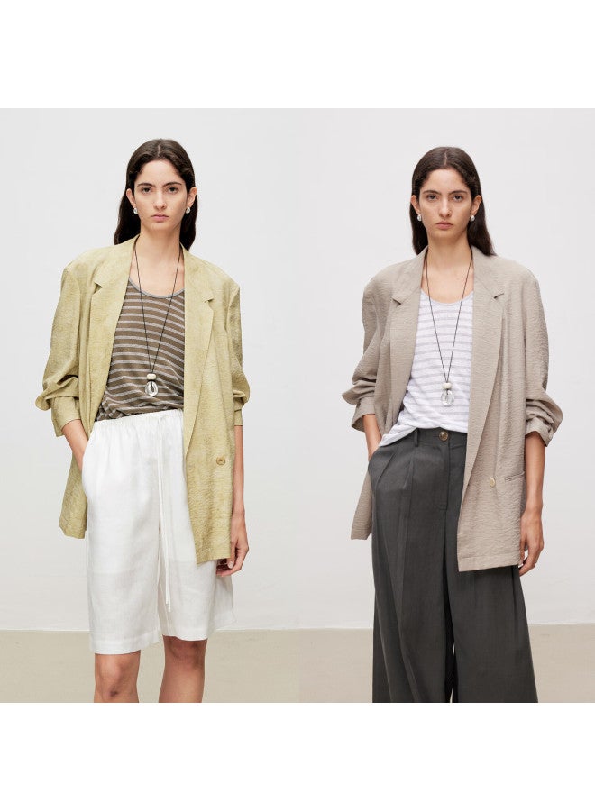 Marius Minimalist Commuter Boutique | Italian Brand Emiroglio Imported Linen Striped Knit Sweater - Image 3