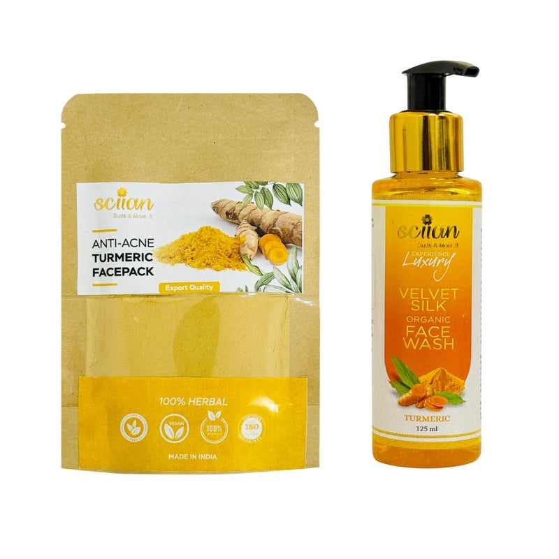 SCIIAN Face Wash & Face Pack | Turmeric Face Wash & Face Pack | Gentle Facial Cleanser With Antioxidant Properties | Tan Removal and Paraben Free| Makes Skin Brighter & Soft | All Skin Types - Image 1