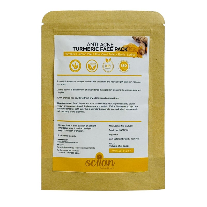 SCIIAN Face Wash & Face Pack | Turmeric Face Wash & Face Pack | Gentle Facial Cleanser With Antioxidant Properties | Tan Removal and Paraben Free| Makes Skin Brighter & Soft | All Skin Types - Image 5
