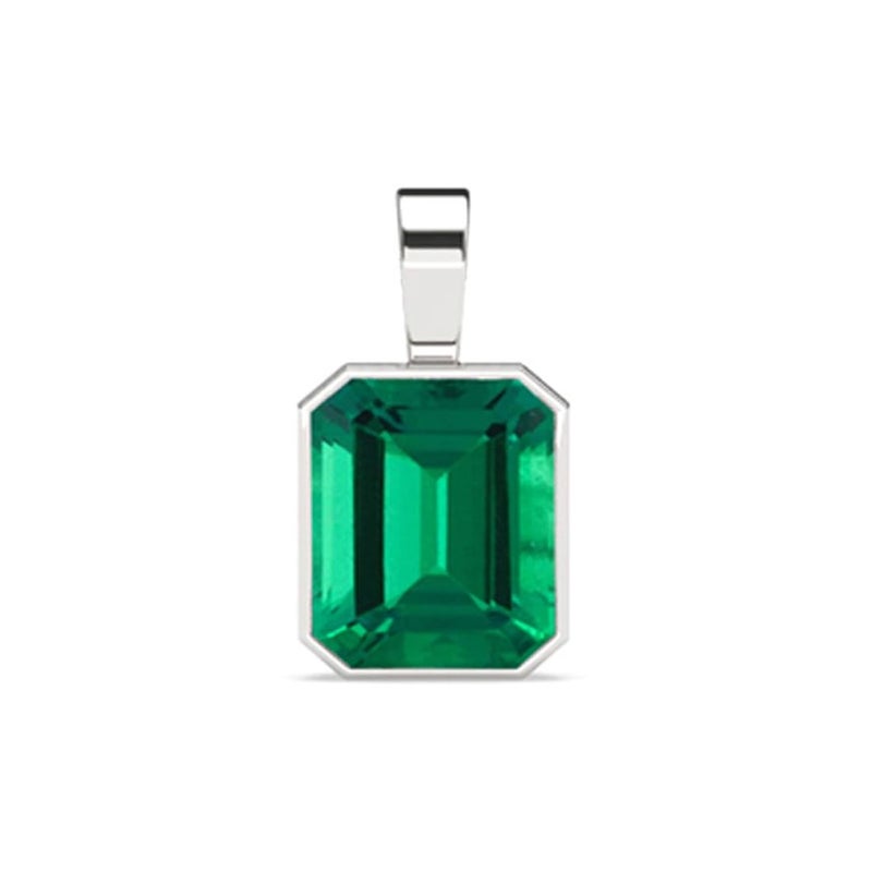 CLARA Pure 925 Sterling Silver Green Solitaire Men Pendant Necklace | With or Without Chain | Gift for Men & Boys |Platinum Plated, Swiss Zircon - Image 1