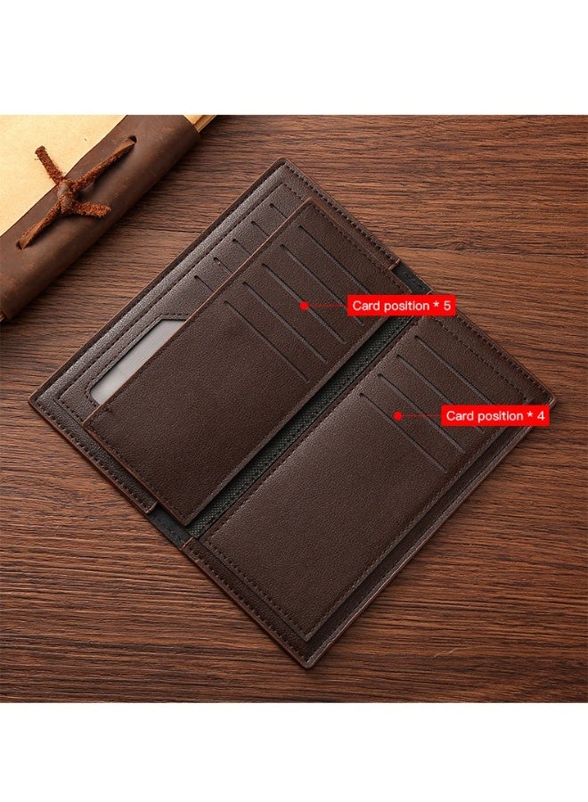 جيانغ بي أو محفظة رجالية طويلة - محفظة جلدية PU منقوشة منسوجة على الطراز الكوري مع خاصية حجب RFID، محفظة رفيعة قابلة للطي مضادة للسرقة، حقيبة كلاتش أنيقة غير رسمية للرجال - Image 5