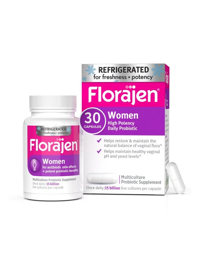 Florajen Women's Vaginal Probiotics, Provides Gut Health & Constipation Relief For Adults And Bloating Relief For Women, 30 Capsules (Refrigerated) - Image 1