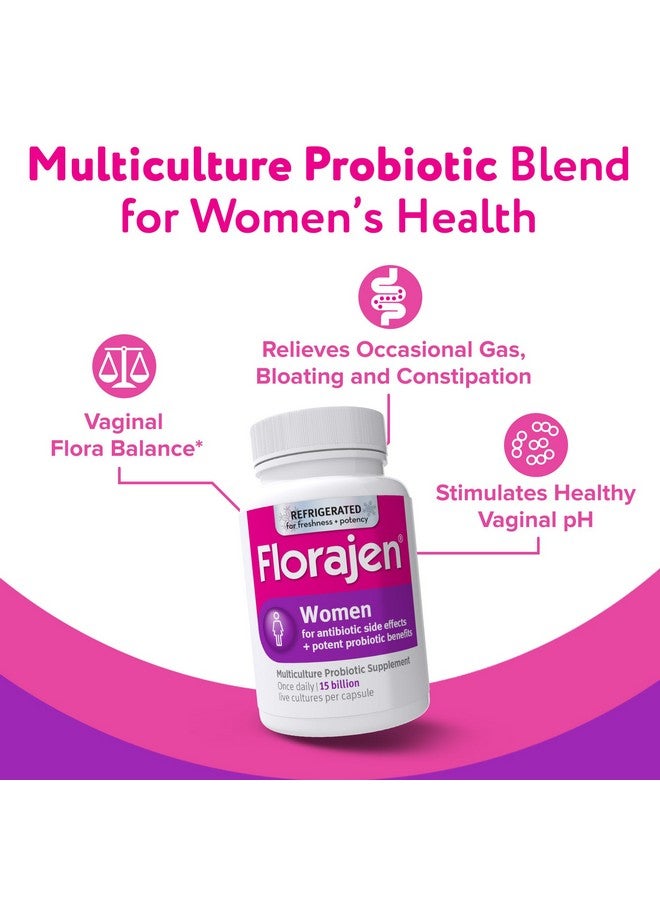 Florajen Women's Vaginal Probiotics, Provides Gut Health & Constipation Relief For Adults And Bloating Relief For Women, 30 Capsules (Refrigerated) - Image 2