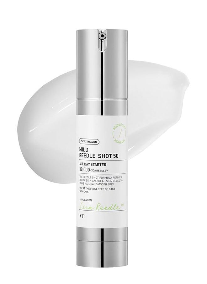 VT COSMETICS Mild Reedle Shot 50, Day and Night Repairing Essence for Dull, Tired Skin, Repair Acne and Pimples, Daily Skin Care, 50ml  - Image 1