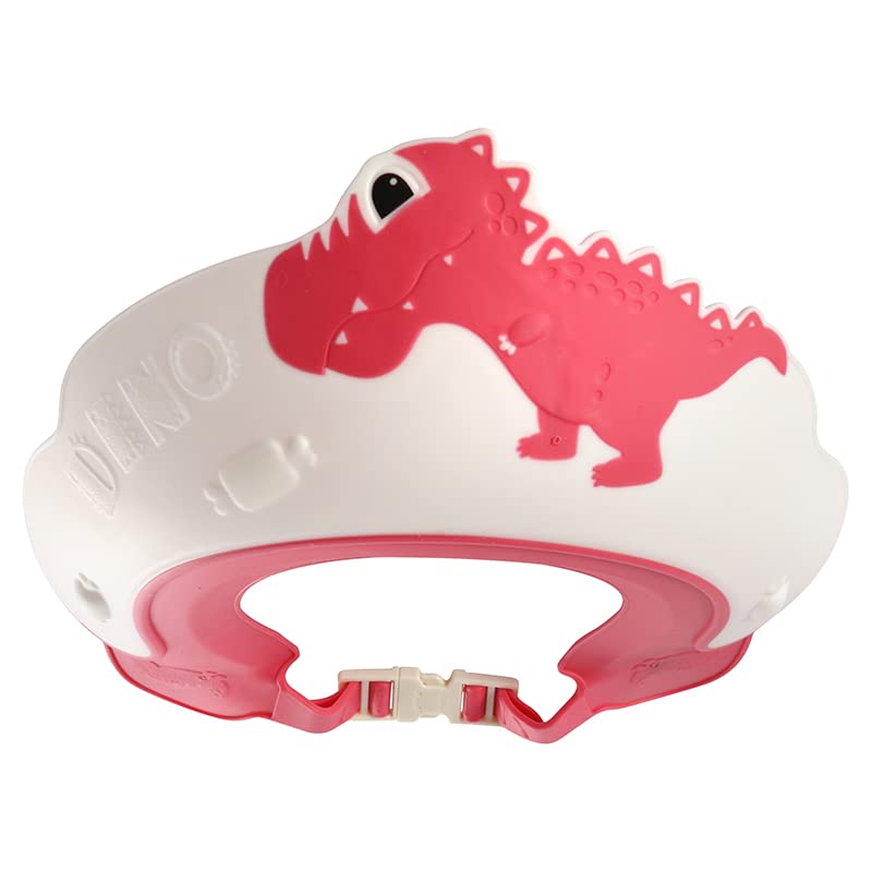 Thcbme Baby Shower Cap Shield, Shower Cap for Kids, Visor Hat for Eye and Ear Protection for 0-9 Years Old Children,Cute Dinosaur/Crocodile/Hippo shape Makes the Baby Bath More Fun (Dinosaur, Red) - Image 1