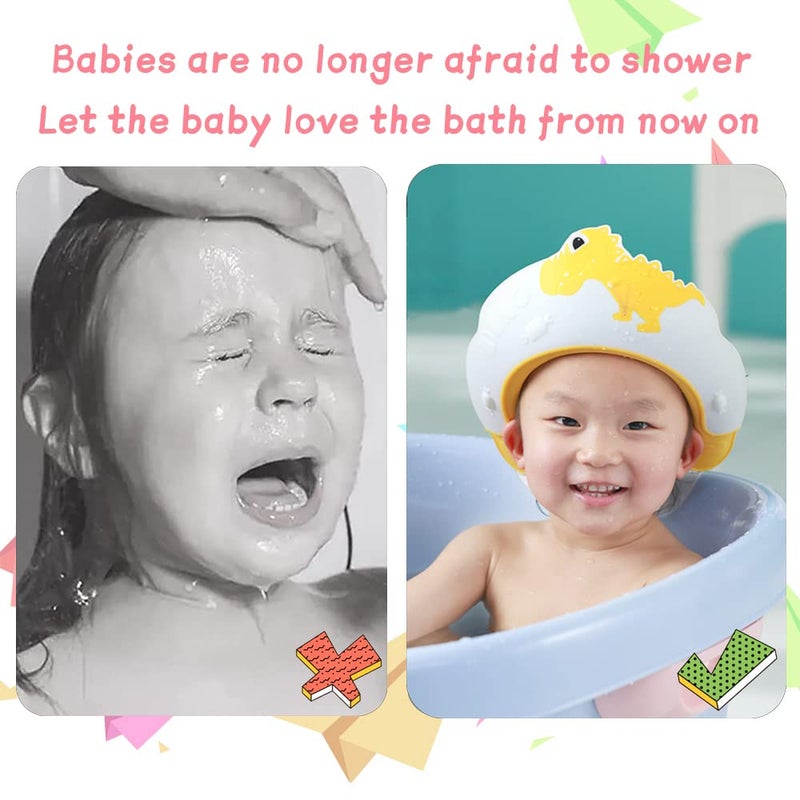 Thcbme Baby Shower Cap Shield, Shower Cap for Kids, Visor Hat for Eye and Ear Protection for 0-9 Years Old Children,Cute Dinosaur/Crocodile/Hippo shape Makes the Baby Bath More Fun (Dinosaur, Red) - Image 4