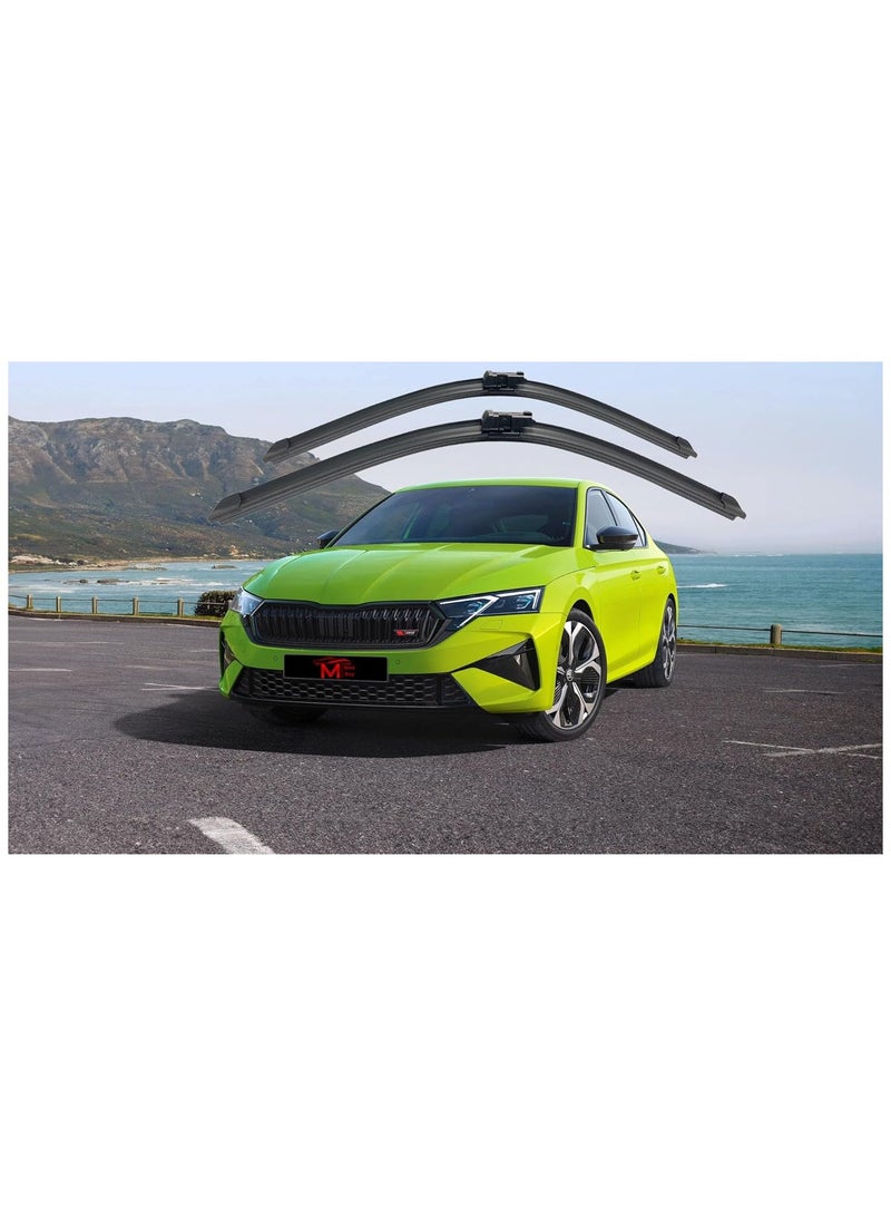 Front Windshield Wiper Blades, 48/61 cm, Compatible with Octavia A8, Natural Rubber, Set of 2 - Image 1