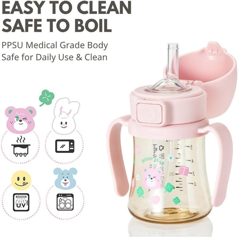 GROSMIMI x KNOTTED Flip Top Spill Proof Sippy Cup, PPSU, BPA Free, Stage 2 Straw for Toddlers (Sugar bear 6ox) - Image 4