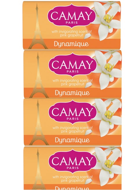 Camay Bar Soap With Invigorating Scent Of Pink Grapefruit Dynamique 115 Gm 4 Pc