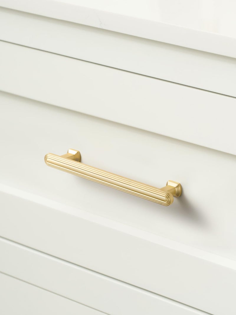 SORWDUERM Sorwdurem 5 Pack 3.78 Inch(96Mm) Brushed Gold Cabinet Pulls Drawer Pulls Kitchen Hardware Cupboard Kitchen Hardware Cabinet Handles - Image 4