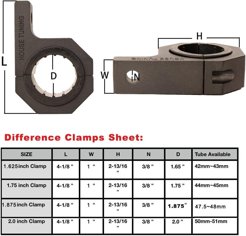HOUSE TUNING Roll Bar Clamp Kit, 1.625" Clamp Mounts for ATVs & UTVs (Pack of 4) - Image 2