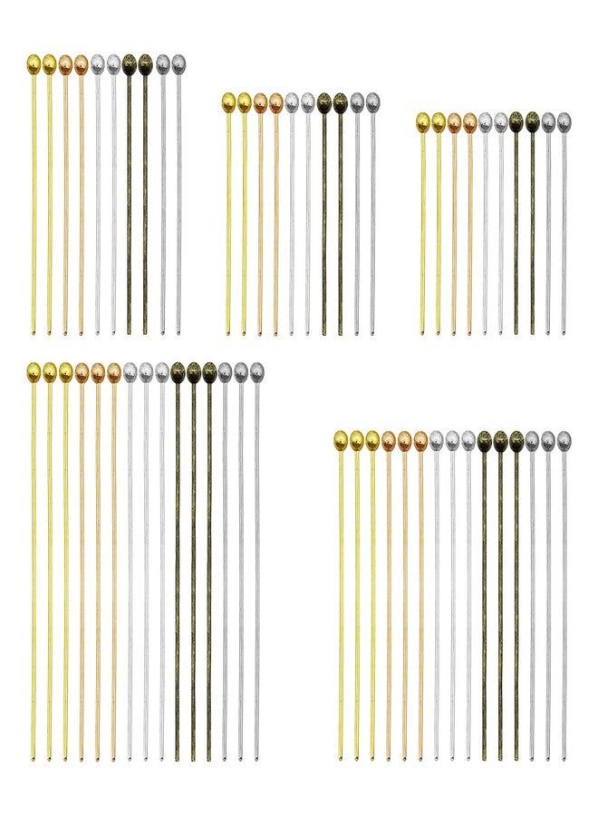 Oubaka 2500pcs Jewelry Head Pins Kit for Jewelry Making,Ball Head Pins Beading Pins Eye Pins Supplies for Earring Beading DIY Craft(5 Sizes,5 Colors) - Image 1