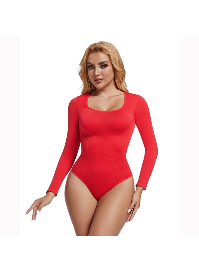 Hot  Autumn New Seamless Thread Square Collar Waist-breasted Body Shaping Clothes