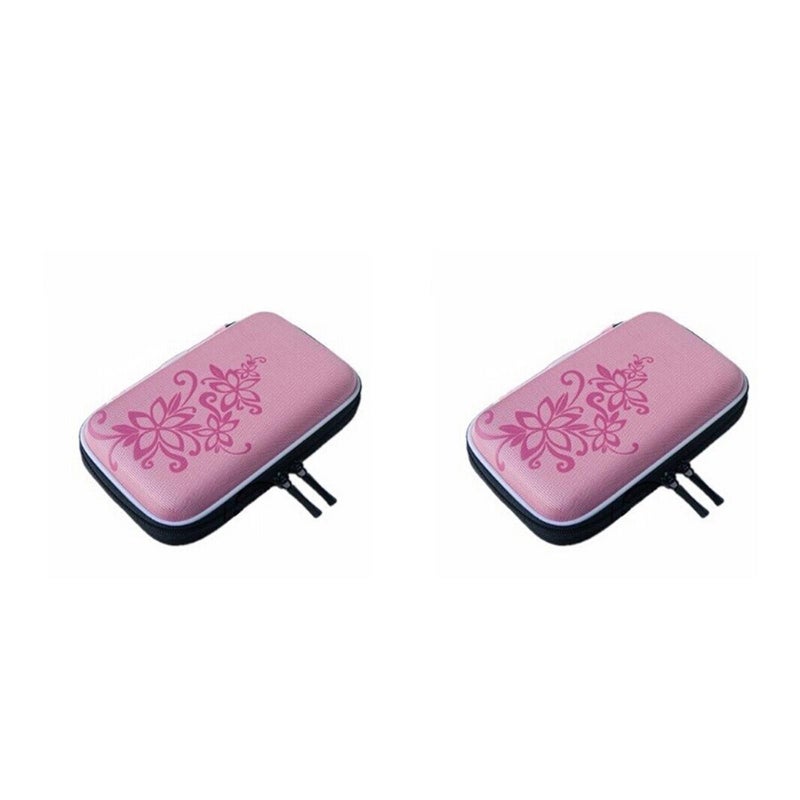 2pcs Portable Shockproof 2.5 Inch HDD Hard Drive Protective Case Bag Pouch Organizer with Flower Texture (Random Color) - Image 1