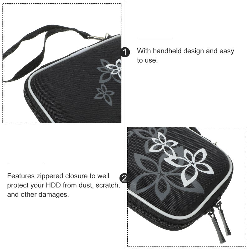 2pcs Portable Shockproof 2.5 Inch HDD Hard Drive Protective Case Bag Pouch Organizer with Flower Texture (Random Color) - Image 5
