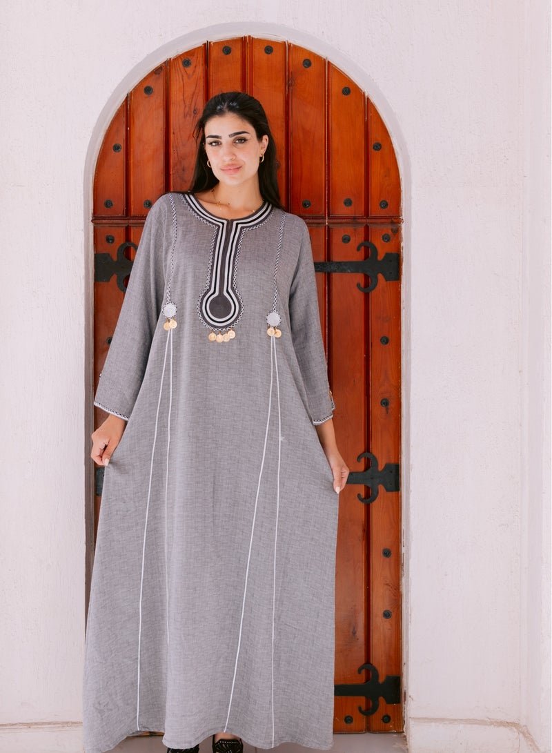 افندينا  جلابية كتان بأناقة طبيعية ولمسة عصرية - Image 1