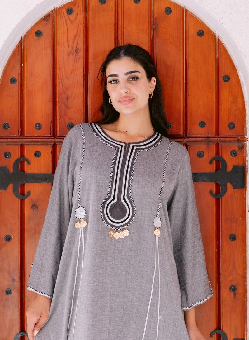 افندينا  جلابية كتان بأناقة طبيعية ولمسة عصرية - Image 2