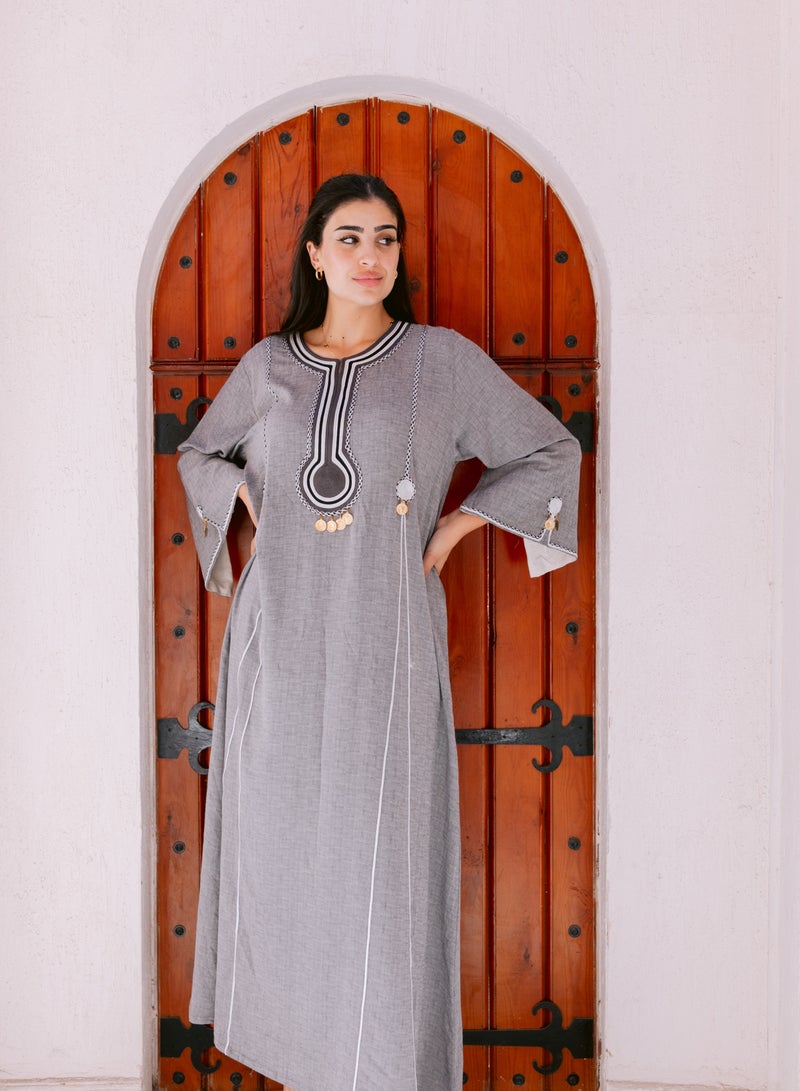 افندينا  جلابية كتان بأناقة طبيعية ولمسة عصرية - Image 4