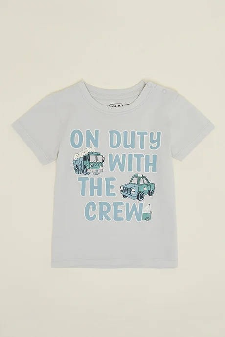 R&B Typography Print T-Shirt with Crew Neck and Short Sleeves