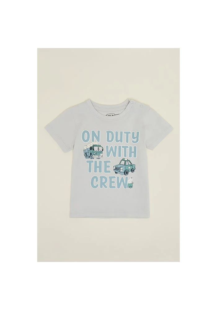 R&b Typography Print T-Shirt with Crew Neck and Short Sleeves