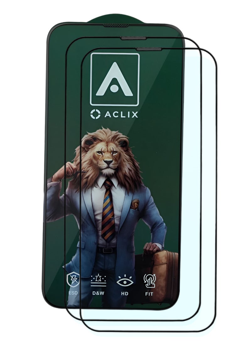 ACLIX 2 Pieces Antistatic ESD Dustproof Premium Quality High Definition Tempered Glass Screen Protector Designed For  iPhone 15 Pro - Image 1