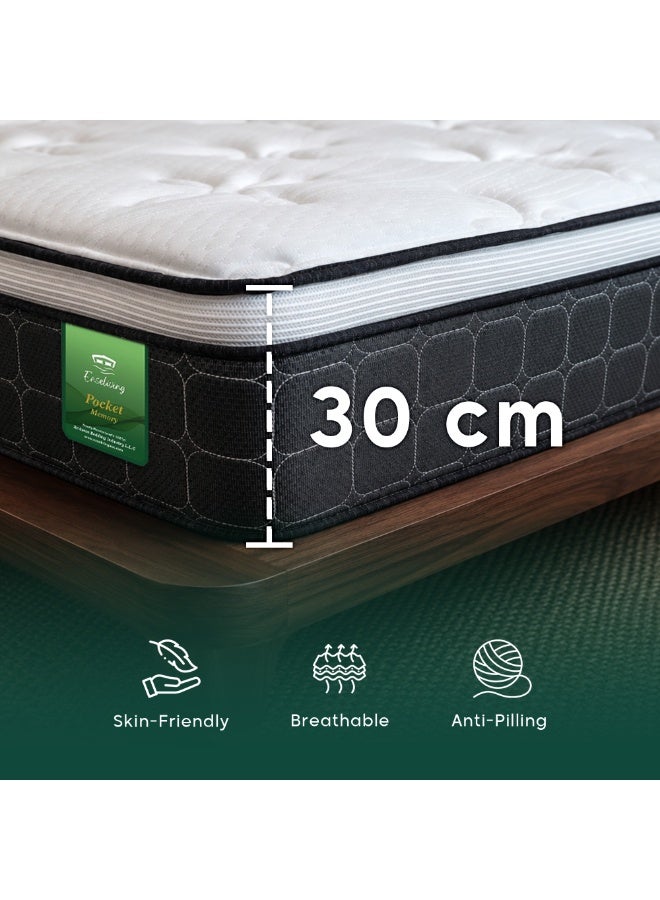Easeliving Pocket Spring Memory Foam Super King Size Mattress 200x200 cm - 30 cm Thick Medium Firm Comfort Mattress with Motion Isolation | Orthopedic Mattress for Spine Support & Pressure Relief - Image 2