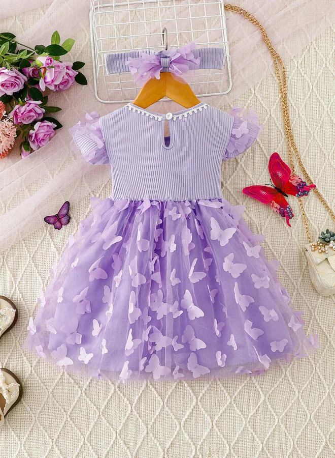Take Two Girls Embellished Ruffled Sleeve Mini Dress