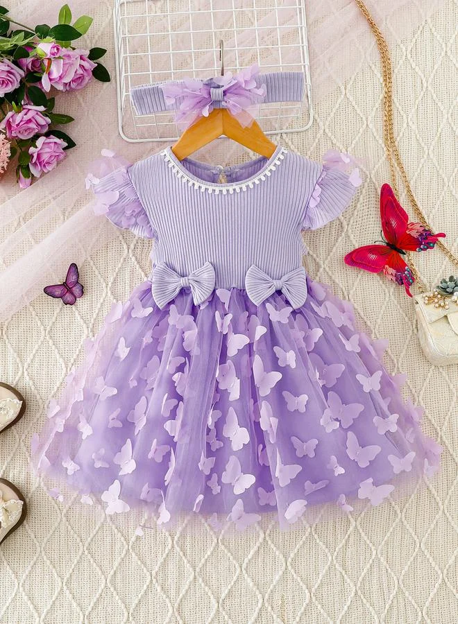 Take Two Girls Embellished Ruffled Sleeve Mini Dress