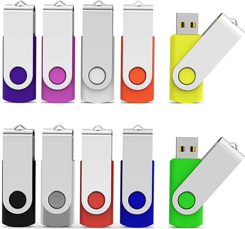Aiibe 10 Pack 64GB USB Flash Drives - Colorful Thumb Drives with 2.0 Interface - Image 1