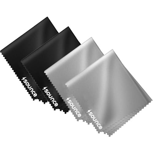 Sounce 4-Pack Ultra-Soft Microfiber Cleaning Cloths (18x15cm) – Lint-Free, Reusable Wipes for Glasses, Phone Screens, Camera Lenses, Laptops, and More – Streak-Free & Scratch-Resistant - Image 1