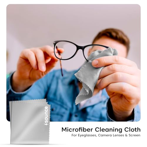 Sounce 4-Pack Ultra-Soft Microfiber Cleaning Cloths (18x15cm) – Lint-Free, Reusable Wipes for Glasses, Phone Screens, Camera Lenses, Laptops, and More – Streak-Free & Scratch-Resistant - Image 2